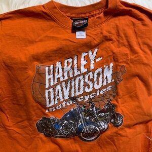 Harley-Davidson Orange Tee with Motorcycle Design